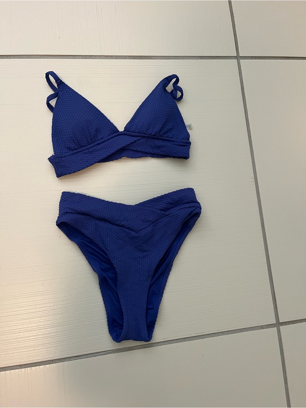 aerie Royal Blue Textured Girls Two-Piece Swim Set